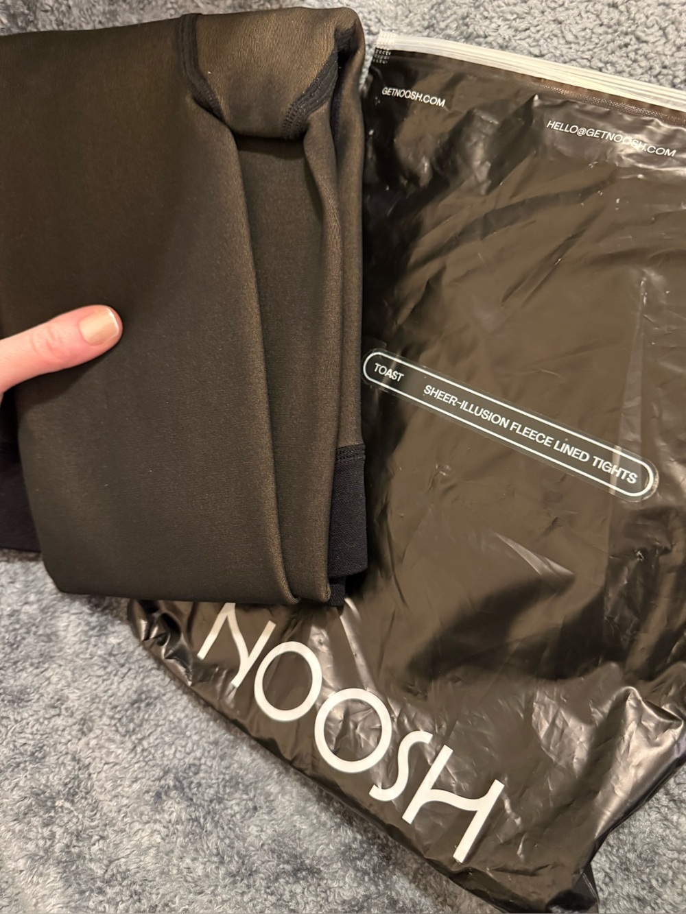 Noosh Toast Fleece-Lined Sheer Tights L/XL Fair Black